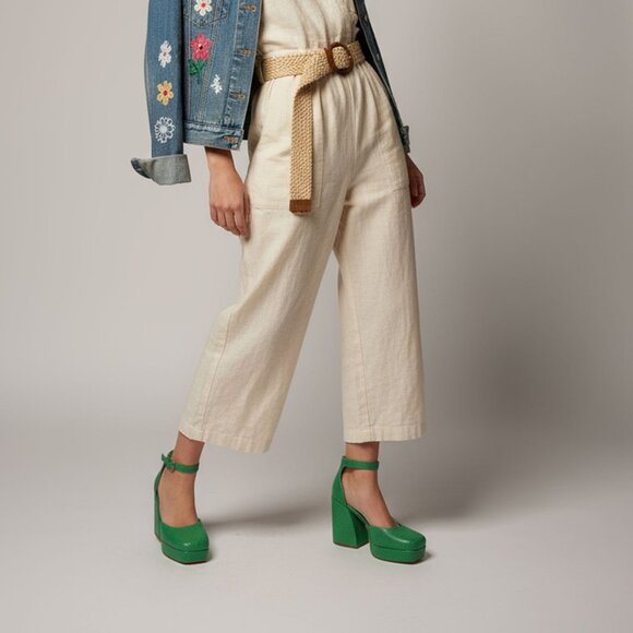 Charlotte Stone Retro Green Unique Leather Pumps, New With Tags - Picture 3 of 12